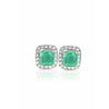 2.08 Carat Natural Colombian Emerald Stud Earrings with Diamond Halo in 18k Solid Gold