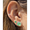 2.08 Carat Natural Colombian Emerald Stud Earrings with Diamond Halo in 18k Solid Gold