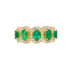 2.11 Carat Oval Cut Emerald and Diamond Wedding Band in 18K Gold