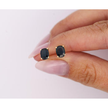 2.15 Carat Oval Cut Natural Sapphire 14K Gold Hypoallergenic Stud Earrings – Assay Jewelers