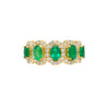 2.29 Carat Oval Cut Emerald and Diamond Wedding Band in 18K Gold