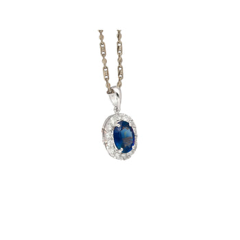 2.41 Carat Sapphire Diamond Halo 14K Gold Pendant Necklace – Assay Jewelers