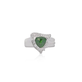 2.50 Carat Triangle Checkerboard Tsavorite & Diamond White Gold Statement Ring – Assay Jewelers