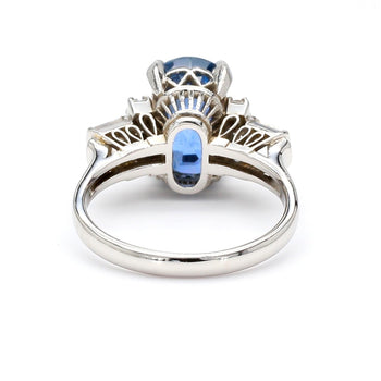 2.51 Carat Oval Blue Sapphire & Mixed Diamond Platinum Art Deco Ring – Assay Jewelers