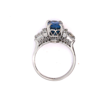 2.51 Carat Oval Blue Sapphire & Mixed Diamond Platinum Art Deco Ring – Assay Jewelers