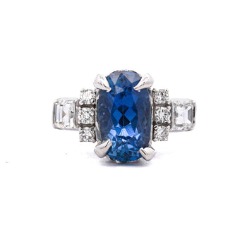 2.51 Carat Oval Blue Sapphire & Mixed Diamond Platinum Filigree Ring – Assay Jewelers