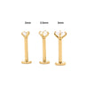 2.5mm Diamond in 14K Gold Flat Back Singe Stud Earring