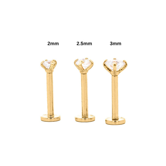 2.5mm Diamond in 14K Gold Flat Back Single Stud Earring