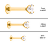 2.5mm Diamond in 14K Gold Flat Back Single Stud Earring