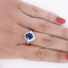 2.8 Carat Oval Blue Sapphire and Diamond Ballerina Halo Ring