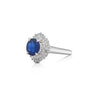 2.8 Carat Oval Blue Sapphire and Diamond Ballerina Halo Ring