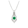 2.81 Carat Cabochon Emerald and Diamond Nouveau Pendant Necklace