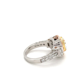 2.85 Carat GIA certified Yellow Cushion Diamond in Art Deco Style Ring – Assay Jewelers