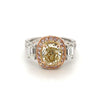 2.85 Carat GIA certified Yellow Cushion Diamond in Art Deco Style Ring