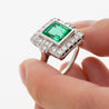 2.86 Carat Afghan-Chinese Minor Oil Emerald & Diamond Halo Ring in 18K Gold