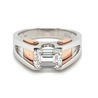 2.87 Carat Emerald Cut Lab Grown Diamond Mens Ring in 2-Tone Rose/White Gold