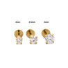 2mm Diamond in 14K Gold Flat Back Stud Earring