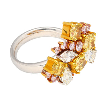3カラットのピンク、イエロー、ホワイトのマルチカットダイヤモンドをあしらったプラチナと18KゴールドのRing – Assay Jewelers