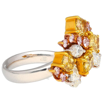 "3カラットのピンク、イエロー、ホワイトのマルチカットダイヤモンドクラスター、プラチナ＆18KゴールドのRing" – Assay Jewelers