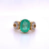 3 carat Oval Cut Colombian Emerald and Diamond Vintage Ring in 14k Gold