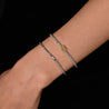 3/4 Carat Baguette & Round Diamond Bezel Set 14K White Gold Tennis Bracelet