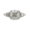 3.02 carat H/VVS2 Cushion Lab Grown Diamond 3-Stone Platinum Ring