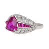 3.04ct Purplish Pink Trillion-Cut Ruby Diamond Cocktail Ring