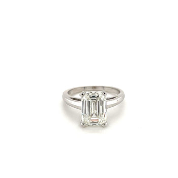 3.07 Carat Emerald Cut Lab Grown Diamond Ring in 14k White Gold Cathedral Setting – Assay Jewelers