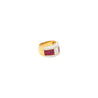 3.08 CTW Ruby and Diamond Cluster Band Ring in 18K Two Tone Gold