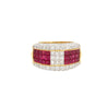 3.08 CTW Ruby and Diamond Cluster Band Ring in 18K Two Tone Gold