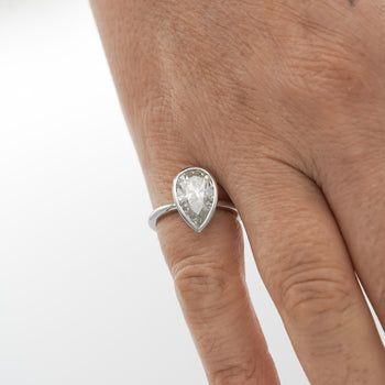 3.09 Carat Diamond Pear-Cut Bezel Set White Gold Solitaire Engagement Ring – Assay Jewelers