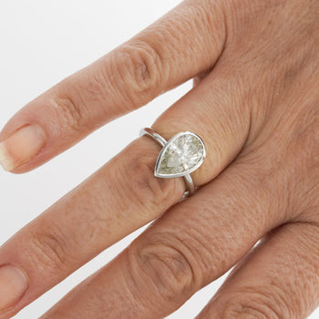 3.09 Carat Diamond Pear-Cut Bezel Set White Gold Solitaire Engagement Ring – Assay Jewelers