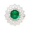 3.19 قيراط قطع بيضاوي زمرد زيت طفيف & مجموعة ألماس بلاتين Vintage Ring