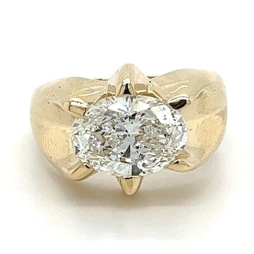 3.20 carat Oval Cut Lab Grown CVD Diamond Solitaire Mens Ring in 14K Gold