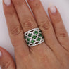 3.25 Carat Tsavorite Garnet & Diamond Platinum Wavy Wide Band Ring