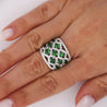 3.25 Carat Tsavorite Garnet & Diamond Platinum Wavy Wide Band Ring