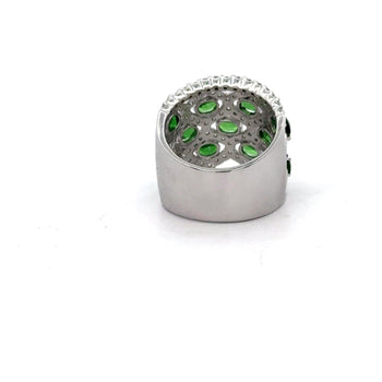 3.25 Carat Tsavorite Garnet & Diamond Platinum Wavy Wide Band Ring – Assay Jewelers