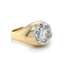 3.30 Carat Round Cut Lab Grown Diamond Solitaire Mens Ring in 18k Gold