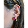 3.5 Carat No Heat Oval Cut Ruby Earrings With Round Diamond Halo