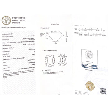3.50 carat, G, VS2, 18k White Gold Solitaire Cushion Lab Diamond Ring – Assay Jewelers