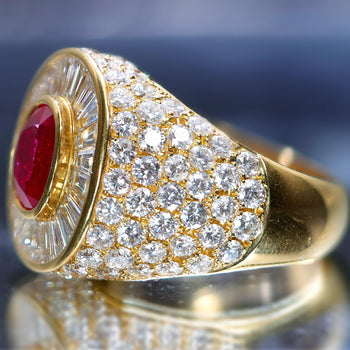 3.60 Carat Burma Ruby Oval Cut and Diamond 18K Gold Men’s Ring – Assay Jewelers