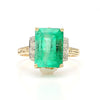 خاتم Vintage Ring من ذهب 14K بتفاصيل Milgrain ومرصع بزمرد وألماس 3.95 Carat
