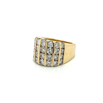 Bague cluster à diamants ronds sertis canal de 4 carats en or jaune 14K – Assay Jewelers
