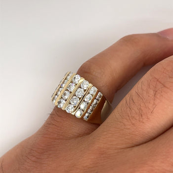 Bague cluster en diamants taille ronde sertis canal, 4 carats, en or jaune 14K – Assay Jewelers