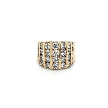 Bague cluster de diamants taille ronde 4 carats en or jaune 14K, sertie canal – Assay Jewelers