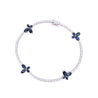 4 Carat Sapphire Butterfly and Diamond 14K White Gold Tennis Bracelet