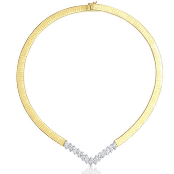4 Carat Total Marquise Diamond Herringbone Choker Necklace in 14K Gold – Assay Jewelers