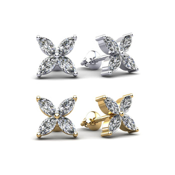 4 Piece Marquise Cut Diamond 14K Gold Stud Earrings – Assay Jewelers