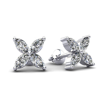 4 Piece Marquise Cut Diamond 14K Gold Stud Earrings – Assay Jewelers