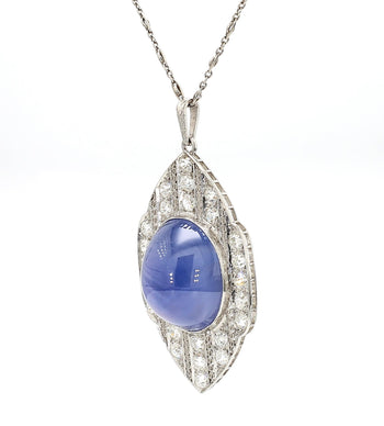 45 Carat Star Sapphire Ceylon No Heat Blue Art Deco Pendant – Assay Jewelers